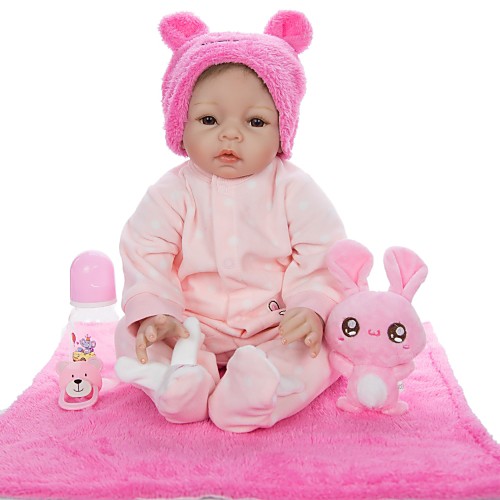 

KEIUMI 22 inch Reborn Doll Baby & Toddler Toy Reborn Toddler Doll Baby Girl Gift Cute Lovely Parent-Child Interaction Tipped and Sealed Nails Half Silicone and Cloth Body with Clothes and Accessories