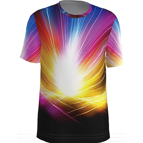 

Men's T shirt Graphic Short Sleeve Daily Tops Basic Rainbow