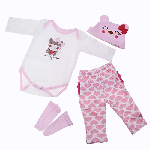 

Reborn Baby Dolls Clothes Reborn Doll Accesories Cotton Fabric for 22-24 Inch Reborn Doll Not Include Reborn Doll Heart Soft Pure Handmade Girls' 4 pcs