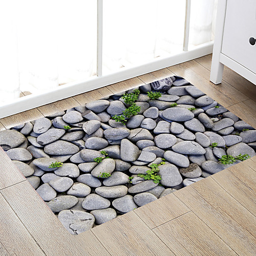 

Pebbles And Tenacious Grass Modern Bath Mats Nonwoven / Memory Foam Novelty Bathroom