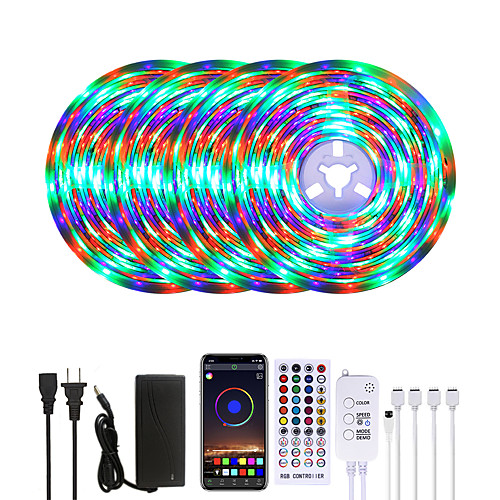 

20M LED Strip Lights Waterproof RGB LED Light Music Sync 1200LEDs LED Strip 2835 SMD Color Changing LED Strip Light Bluetooth Controller and 40 Keys Remote LED Lights for Bedroom Home Party