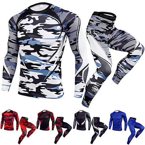 

JACK CORDEE Men's 2 Piece Activewear Set Workout Outfits Compression Suit Athletic Winter Quick Dry Fitness Gym Workout Basketball Running Sportswear Camo Black / Red White Black Yellow Burgundy Blue