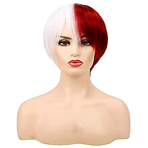 

Synthetic Wig Natural Straight With Bangs Wig Short Red / White Synthetic Hair 8 inch Women's Anime Fashionable Design Cosplay Red
