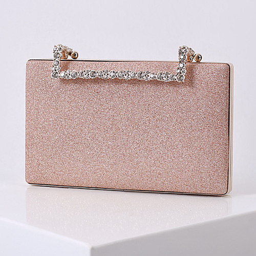 

Women's Bags Polyester Evening Bag Crystals Chain Solid Color Party Wedding Event / Party Wedding Bags 2021 Handbags Sillver Gray Black Red Champagne