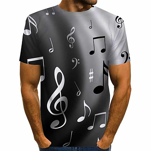 

Men's T shirt Graphic Print Short Sleeve Daily Tops Basic Exaggerated Black Blue