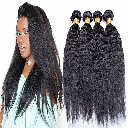 

4 Bundles Hair Weaves Brazilian Hair Yaki Human Hair Extensions Human Hair 400 g Natural Color Hair Weaves / Hair Bulk Extension Bundle Hair 8-28 inch Natural Natural Color 100% Virgin / 8A
