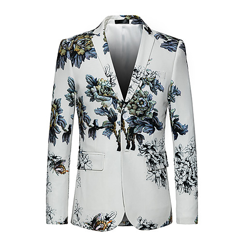 

White Regular Fit Polyester Men's Suit - Notch lapel collar