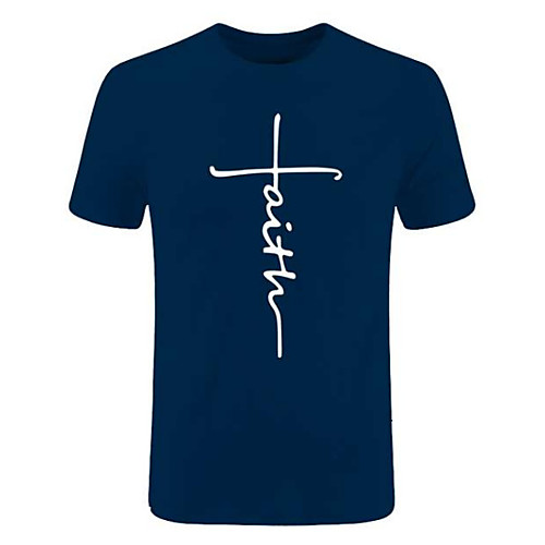 

Men's T shirt Solid Colored Letter Short Sleeve Daily Tops Basic Round Neck White Black Red