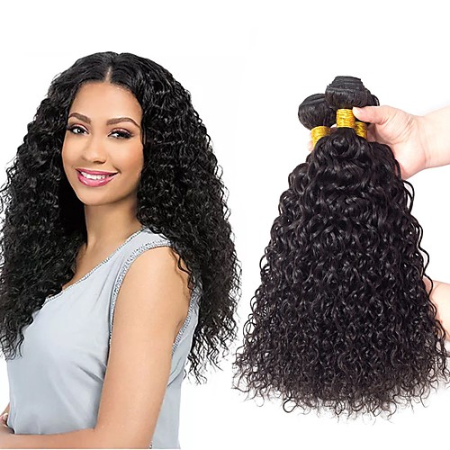 

3 Bundles Hair Weaves Indian Hair Kinky Curly Human Hair Extensions Remy Human Hair 100% Remy Hair Weave Bundles 300 g Natural Color Hair Weaves / Hair Bulk Human Hair Extensions 8-28 inch Natural