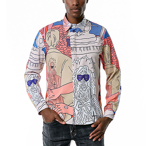 

Men's Shirt Graphic Long Sleeve Party Tops Rainbow