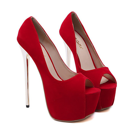 

Women's Heels Stiletto Heel Peep Toe Daily PU Solid Colored Black Red