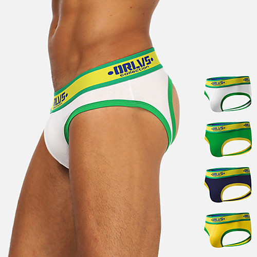 

Men's Jockstrap Athletic Supporters Athleisure Underwear Briefs Bottoms Cotton Fitness Gym Workout Performance Running Training Breathable Quick Dry Soft Sport White Yellow Green Royal Blue