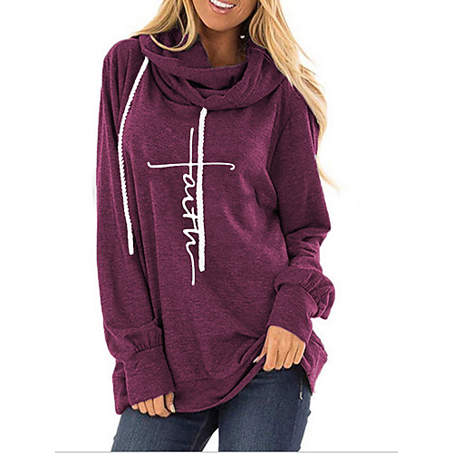 

Women's Pullover Hoodie Sweatshirt Graphic Text Letter Daily Casual Hoodies Sweatshirts Black Blue Purple