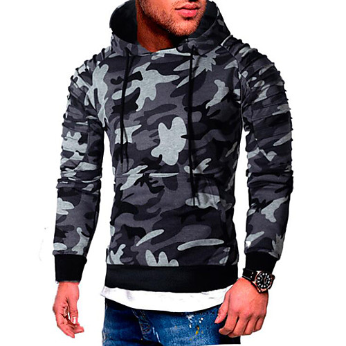 

Men's Hoodie Camo / Camouflage Hooded Daily Weekend Sports & Outdoors Casual Hoodies Sweatshirts Army Green Light gray Dark Gray