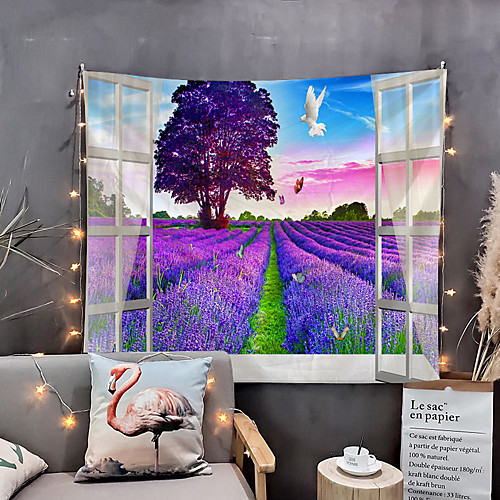 

Window Landscape Wall Tapestry Art Decor Blanket Curtain Picnic Tablecloth Hanging Home Bedroom Living Room Dorm Decoration Polyester Forest Rural Tree