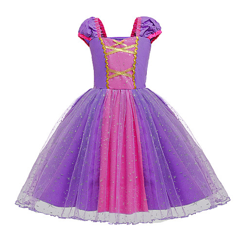 

Rapunzel Dress Masquerade Flower Girl Dress Girls' Movie Cosplay A-Line Slip Cosplay Vacation Dress Purple Light Purple Dress Halloween Carnival Masquerade Tulle Cotton