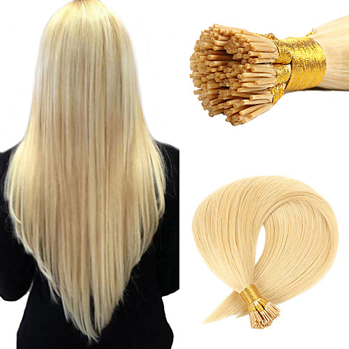 

Fusion / I Tip Hair Extensions Virgin Human Hair Remy Human Hair Human Hair Stick Tip Hair Extensions 50 pcs 50 g Pack Straight Black / Blonde 16-24 inch Hair Extensions