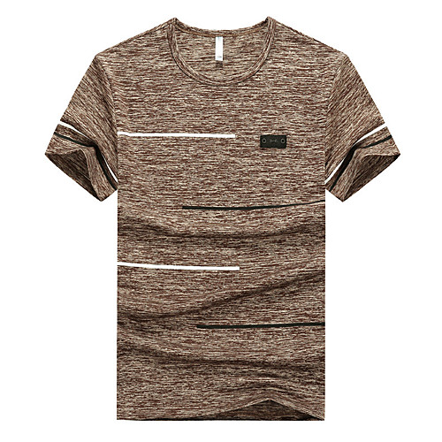 

Men's T shirt Striped Solid Colored Color Block Short Sleeve Daily Tops Tropical Streetwear Blue Fuchsia Khaki