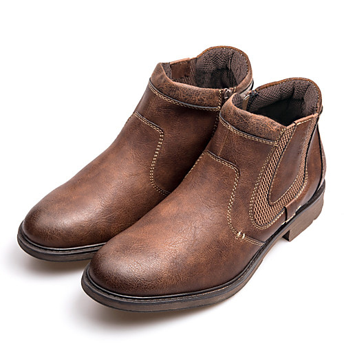

Men's Boots Work Boots Daily PU Non-slipping Mid-Calf Boots Black Brown Winter