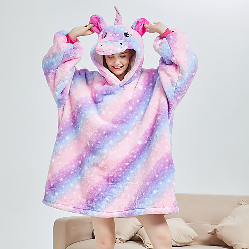 

Adults' Kigurumi Pajamas Bathrobe Unicorn Flying Horse Onesie Pajamas Flannel Fabric Purple Cosplay For Men and Women Animal Sleepwear Cartoon Festival / Holiday Costumes / Bath Robe