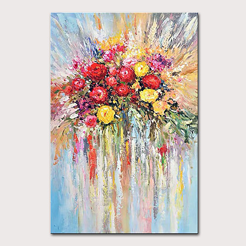 

Oil Painting Hand Painted Vertical Still Life Floral / Botanical Modern Stretched Canvas