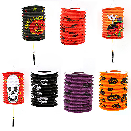 

Halloween Party Toys Halloween Lantern 7 pcs Pumpkin Spiders Masquerade Random Color Paper Trick or Treat Halloween Party Favors Supplies