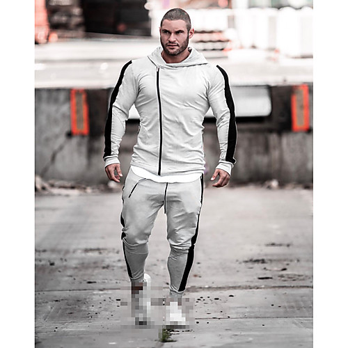 

Men's 2 Piece Tracksuit Sweatsuit Jogging Suit Street Casual Long Sleeve 2pcs Winter Cotton Breathable Soft Sweat Out Fitness Running Active Training Jogging Sportswear Outfit Set Clothing Suit Dark