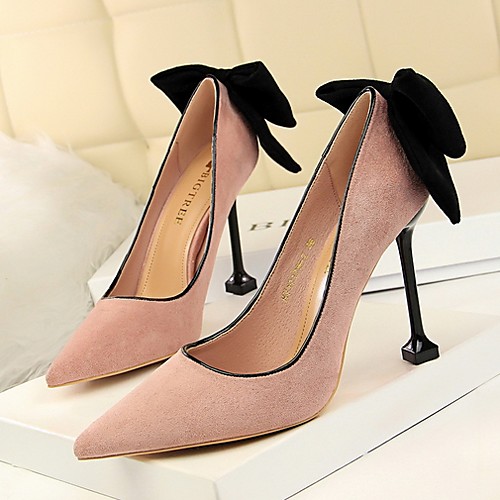 

Women's Heels Stiletto Heel Pointed Toe Daily PU Solid Colored Summer Black Red Pink / 3-4