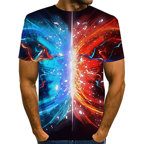 

Men's T shirt Graphic Plus Size Print Short Sleeve Club Tops Streetwear Rainbow