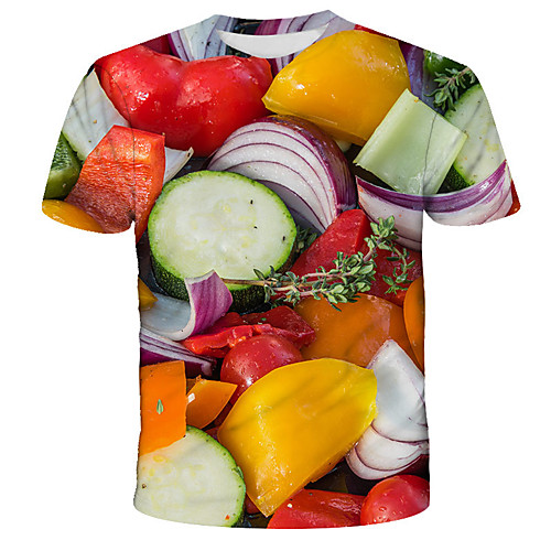 

Men's T shirt Graphic Fruit Print Short Sleeve Daily Tops Streetwear Exaggerated Rainbow