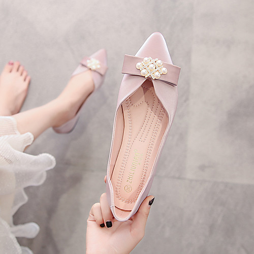 

Women's Flats Flat Heel Pointed Toe Basic Casual Daily Walking Shoes PU Rhinestone Solid Colored Almond Green / Blue Pink / Booties / Ankle Boots