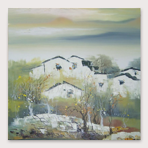 

Oil Painting Hand Painted Square Abstract Landscape Modern Stretched Canvas