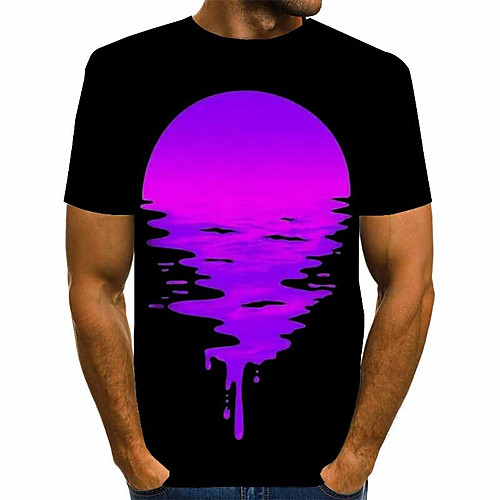 

Men's T shirt Graphic Plus Size Print Short Sleeve Daily Tops Basic Exaggerated Rainbow