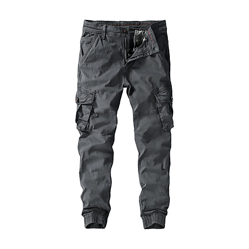 

Men's Basic Breathable Cotton Slim Daily Weekend Tactical Cargo Pants Solid Colored Black Army Green Khaki / Fall / Winter