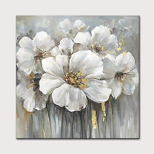 

Oil Painting Hand Painted Square Floral / Botanical Pop Art Modern Rolled Canvas (No Frame)