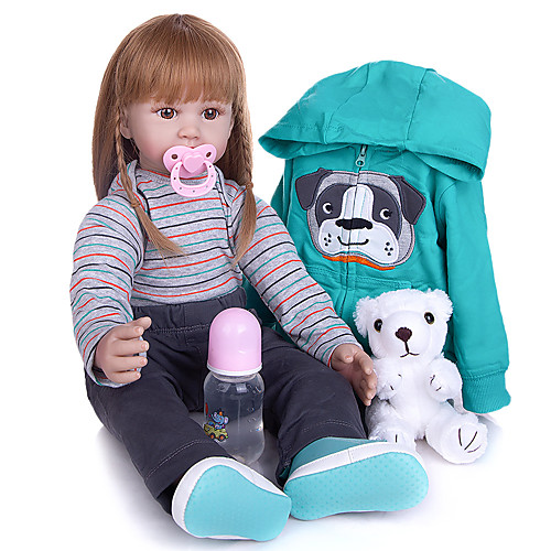 

KEIUMI 24 inch Reborn Doll Baby & Toddler Toy Reborn Toddler Doll Baby Girl Gift Cute Lovely Parent-Child Interaction Tipped and Sealed Nails Half Silicone and Cloth Body with Clothes and Accessories