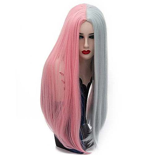 

Synthetic Wig Straight Middle Part Wig Long Pink / Grey Black / Red Black / White Synthetic Hair 28 inch Women's Party Middle Part Black Mixed Color hairjoy