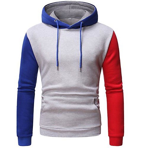 

Men's Hoodie Color Block Hooded Daily Basic Hoodies Sweatshirts Gray