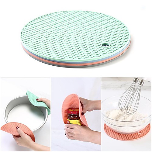 

Multi-Function Coaster 18cm Round Heat-Resistant Honeycomb Silicone Coaster Slip Anti-Hot Pad Kitchen Tools 4Pcs/Set
