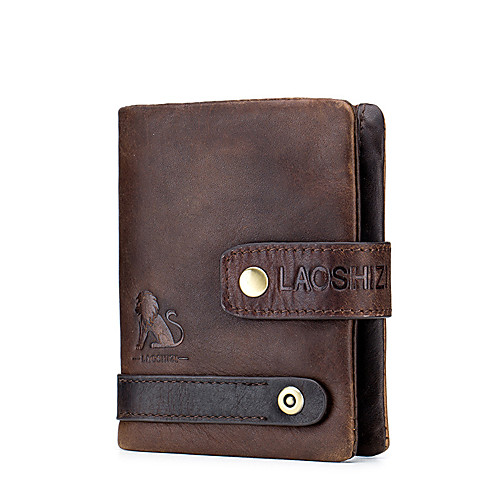 

Men's Bags Nappa Leather Wallet Zipper Shopping Daily Black Brown