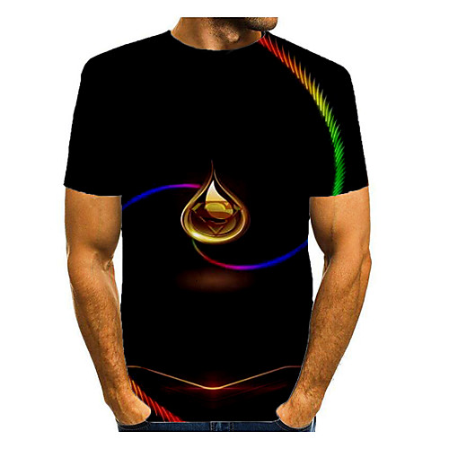 

Men's T shirt Graphic Print Short Sleeve Daily Tops Basic Black