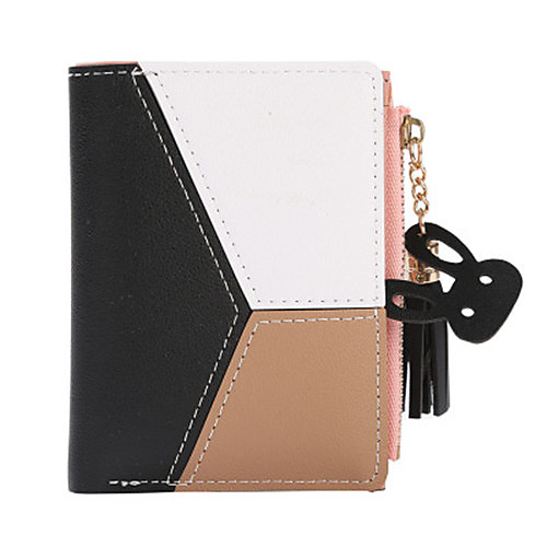 

Women's Bags PU Leather Wallet Zipper Color Block Daily Black Blue Blushing Pink