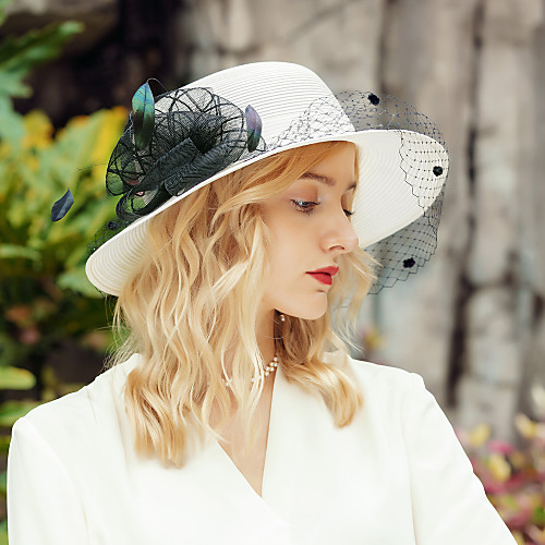 

Headwear Casual Polyester Hats with Feather / Floral 1pc Casual / Daily Wear Headpiece