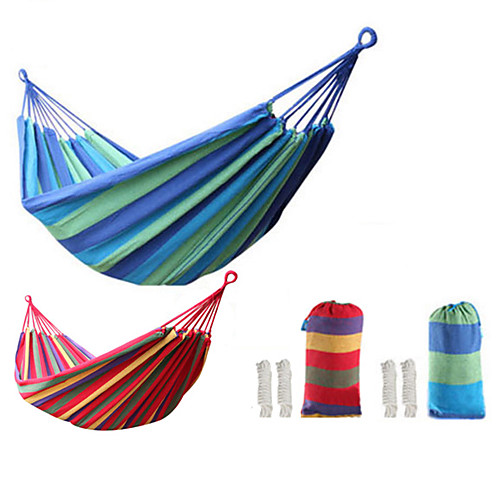 

Tuban Camping Hammock Outdoor Portable Ultra Light (UL) Durable Wear Resistance Skin Friendly Canvas for 1 person Camping / Hiking Hunting Fishing Stripes Red Blue 20080 cm