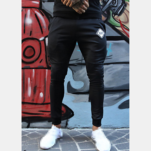 

Men's Sweatpants Joggers Track Pants Athleisure Bottoms Drawstring Cotton Winter Fitness Gym Workout Performance Running Training Breathable Quick Dry Soft Normal Sport Black BlackWhite