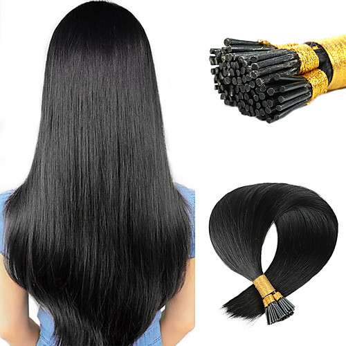 

Fusion / I Tip Hair Extensions Human Hair 50 pcs Pack Straight Hair Extensions