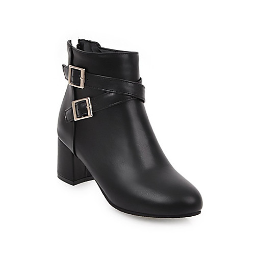 

Women's Boots Block Heel Boots Cuban Heel Round Toe Booties Ankle Boots Casual Basic Daily PU Solid Colored White Black Brown / Booties / Ankle Boots / Booties / Ankle Boots