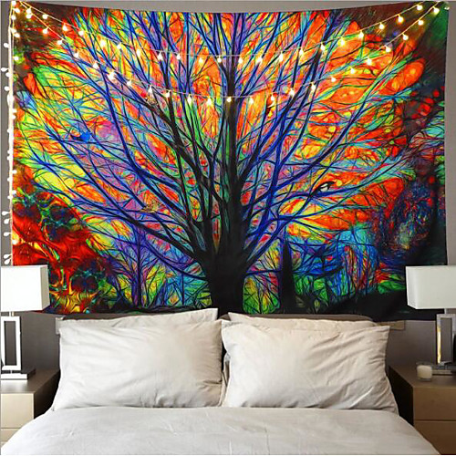 

Colorful Tree Tapestry Wall Hanging Psychedelic Forest with Birds Wall Tapestry Bohemian Mandala Hippie Tapestry for Bedroom Living Room
