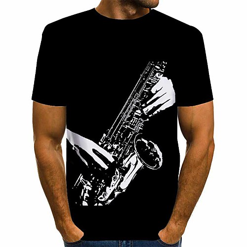 

Men's T shirt Graphic Print Short Sleeve Daily Tops Basic Exaggerated Black