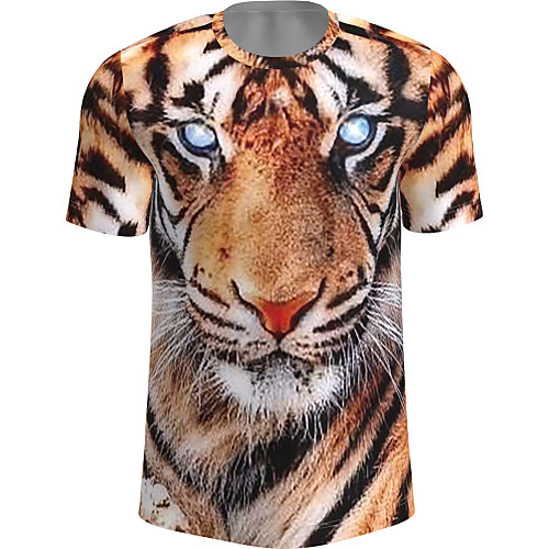 

Men's T shirt Graphic Animal Print Short Sleeve Daily Tops Basic Yellow